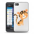 Дизайнерский пластиковый чехол для BlackBerry Z10 Прозрачные леопарды