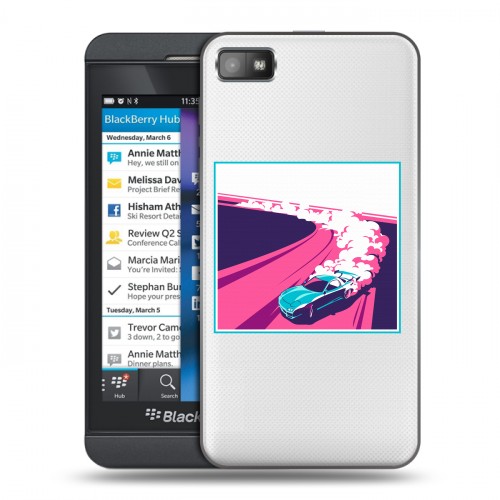 Полупрозрачный дизайнерский пластиковый чехол для BlackBerry Z10 Прозрачный дрифт