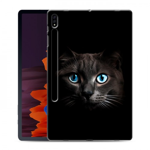 Дизайнерский силиконовый чехол для Samsung Galaxy Tab S7 Plus Кот в темноте