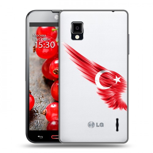 Полупрозрачный дизайнерский пластиковый чехол для LG Optimus G Флаг Турции