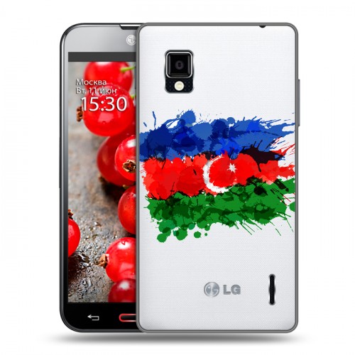 Полупрозрачный дизайнерский пластиковый чехол для LG Optimus G Флаг Азербайджана