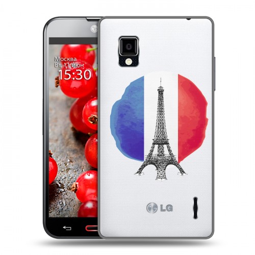 Полупрозрачный дизайнерский пластиковый чехол для LG Optimus G Флаг Франции