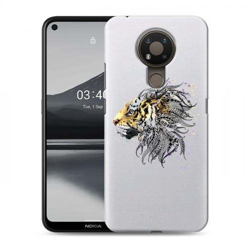 Полупрозрачный дизайнерский силиконовый чехол для Nokia 3.4 Прозрачные тигры