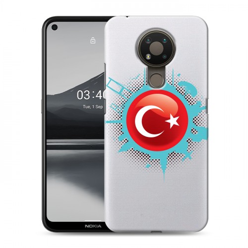 Полупрозрачный дизайнерский пластиковый чехол для Nokia 3.4 Флаг Турции