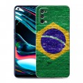 Дизайнерский силиконовый с усиленными углами чехол для Realme 7 Pro Флаг Бразилии