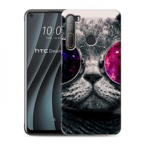 Дизайнерский силиконовый чехол для HTC Desire 20 Pro Неоновый кот