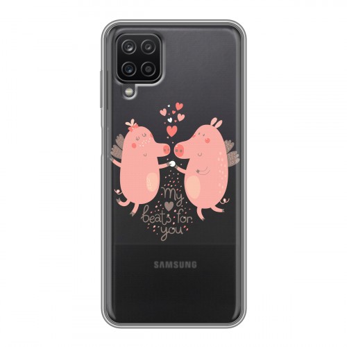 Полупрозрачный дизайнерский силиконовый чехол для Samsung Galaxy A12 Прозрачные свинки