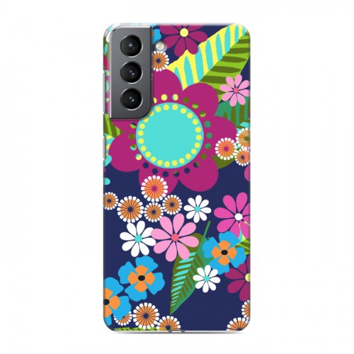 Дизайнерский пластиковый чехол для Samsung Galaxy S21 Цветочные паттерны