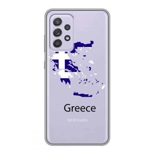 Полупрозрачный дизайнерский пластиковый чехол для Samsung Galaxy A52 флаг греции