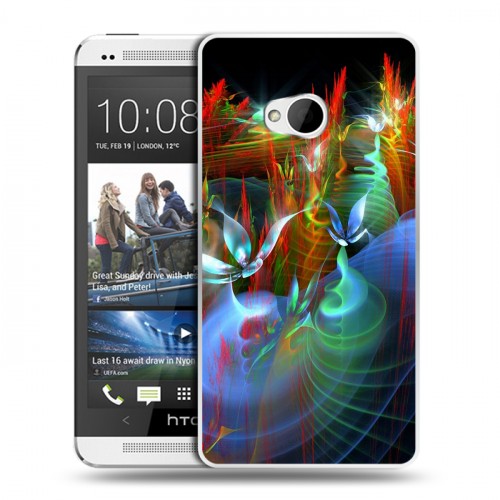 Дизайнерский пластиковый чехол для HTC One (M7) Dual SIM Абстракции Фрактал