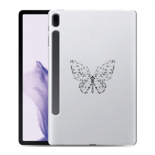 Полупрозрачный дизайнерский пластиковый чехол для Samsung Galaxy Tab S7 FE прозрачные Бабочки 