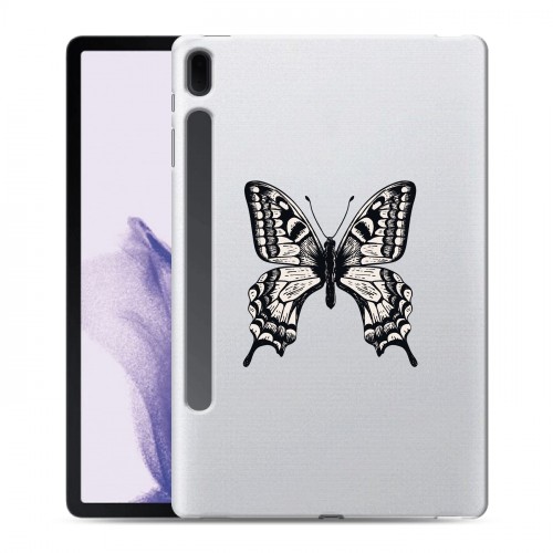 Полупрозрачный дизайнерский силиконовый чехол для Samsung Galaxy Tab S7 FE прозрачные Бабочки 