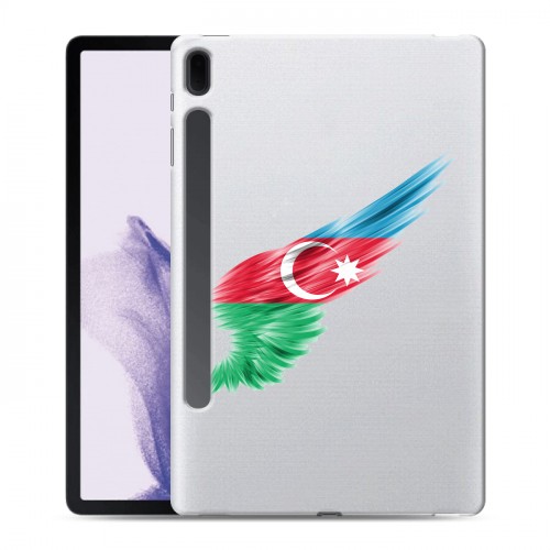 Полупрозрачный дизайнерский силиконовый чехол для Samsung Galaxy Tab S7 FE Флаг Азербайджана