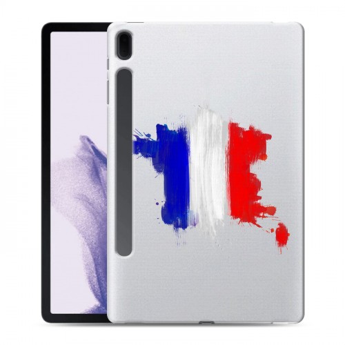 Полупрозрачный дизайнерский пластиковый чехол для Samsung Galaxy Tab S7 FE Флаг Франции