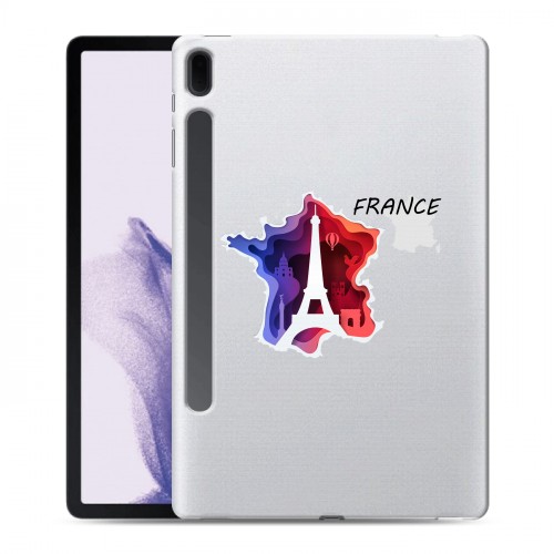 Полупрозрачный дизайнерский пластиковый чехол для Samsung Galaxy Tab S7 FE Флаг Франции