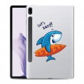 Полупрозрачный дизайнерский пластиковый чехол для Samsung Galaxy Tab S7 FE Прозрачные акулы