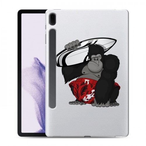 Полупрозрачный дизайнерский пластиковый чехол для Samsung Galaxy Tab S7 FE Прозрачные обезьяны