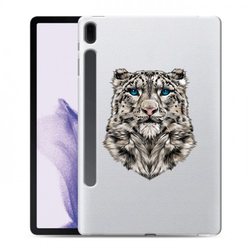 Полупрозрачный дизайнерский пластиковый чехол для Samsung Galaxy Tab S7 FE Прозрачные леопарды