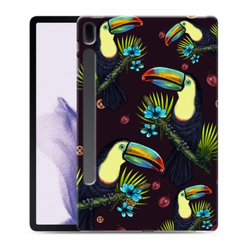 Дизайнерский силиконовый чехол для Samsung Galaxy Tab S7 FE Птицы и фрукты