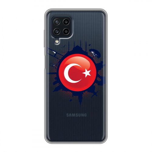 Полупрозрачный дизайнерский силиконовый чехол для Samsung Galaxy A22 Флаг Турции