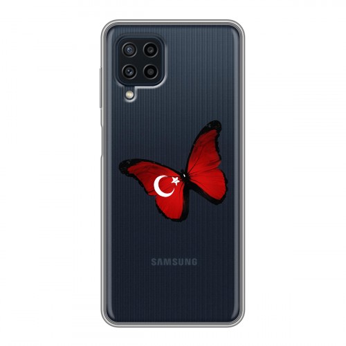 Полупрозрачный дизайнерский пластиковый чехол для Samsung Galaxy A22 Флаг Турции