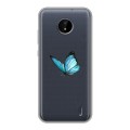 Полупрозрачный дизайнерский пластиковый чехол для Nokia C20 прозрачные Бабочки 