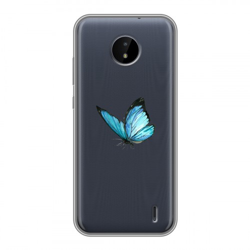Полупрозрачный дизайнерский пластиковый чехол для Nokia C20 прозрачные Бабочки 