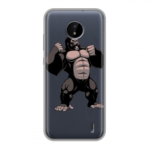 Полупрозрачный дизайнерский пластиковый чехол для Nokia C20 Прозрачные обезьяны
