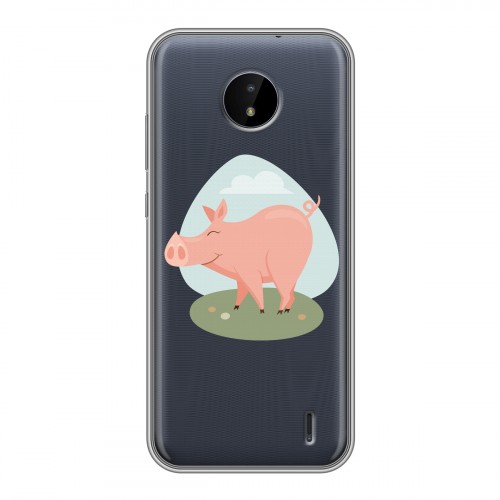 Полупрозрачный дизайнерский пластиковый чехол для Nokia C20 Прозрачные свинки