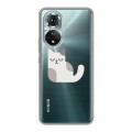 Полупрозрачный дизайнерский силиконовый с усиленными углами чехол для Huawei Honor 50 Прозрачные кошки