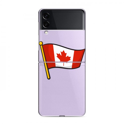 Полупрозрачный дизайнерский пластиковый чехол для Samsung Galaxy Z Flip 3 Флаг Канады