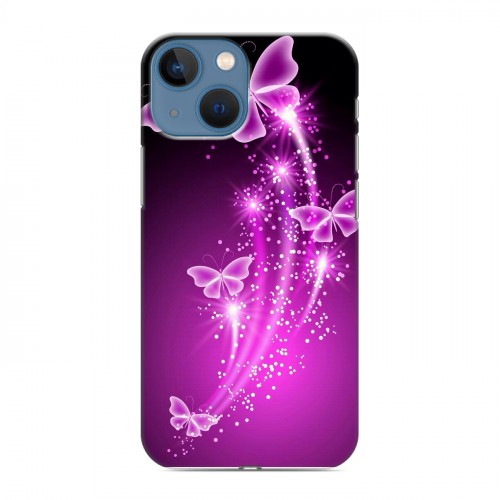 Дизайнерский пластиковый чехол для Iphone 13 Mini Бабочки фиолетовые