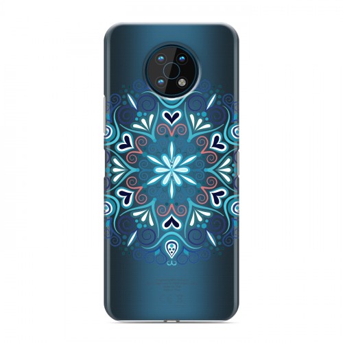 Полупрозрачный дизайнерский пластиковый чехол для Nokia G50 Голубые мандалы