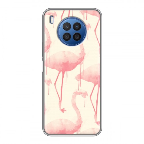Дизайнерский пластиковый чехол для Huawei Nova 8i Розовые фламинго