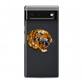 Полупрозрачный дизайнерский пластиковый чехол для Google Pixel 6 Прозрачный тигр