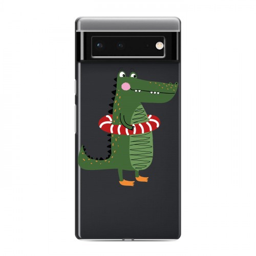 Полупрозрачный дизайнерский пластиковый чехол для Google Pixel 6 Прозрачные крокодилы