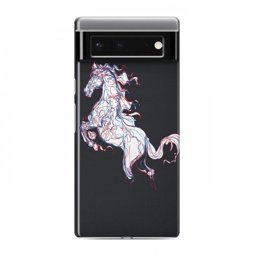Полупрозрачный дизайнерский пластиковый чехол для Google Pixel 6 Прозрачные лошади и единороги 
