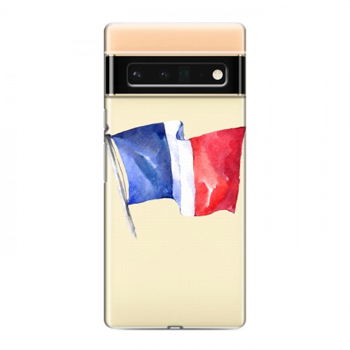 Полупрозрачный дизайнерский силиконовый с усиленными углами чехол для Google Pixel 6 Pro Флаг Франции
