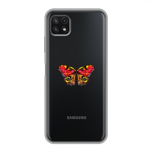 Полупрозрачный дизайнерский силиконовый чехол для Samsung Galaxy A22s 5G прозрачные Бабочки 