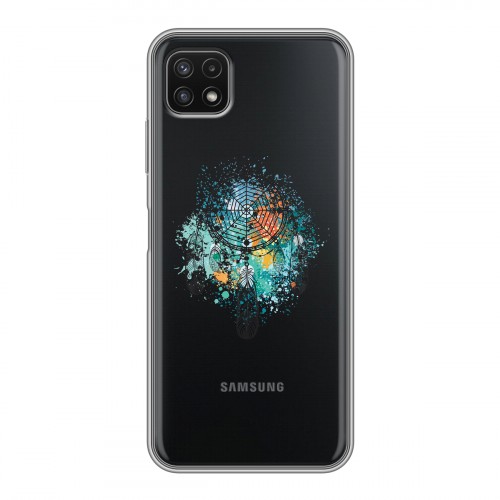 Полупрозрачный дизайнерский силиконовый с усиленными углами чехол для Samsung Galaxy A22s 5G Прозрачные ловцы снов