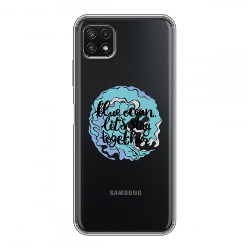 Полупрозрачный дизайнерский силиконовый с усиленными углами чехол для Samsung Galaxy A22s 5G Прозрачные надписи 1