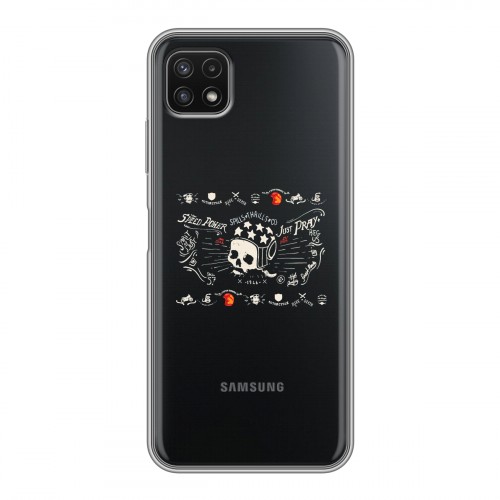 Полупрозрачный дизайнерский силиконовый чехол для Samsung Galaxy A22s 5G прозрачные черепа 4