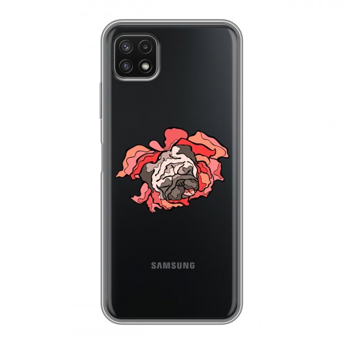 Полупрозрачный дизайнерский силиконовый с усиленными углами чехол для Samsung Galaxy A22s 5G Собаки