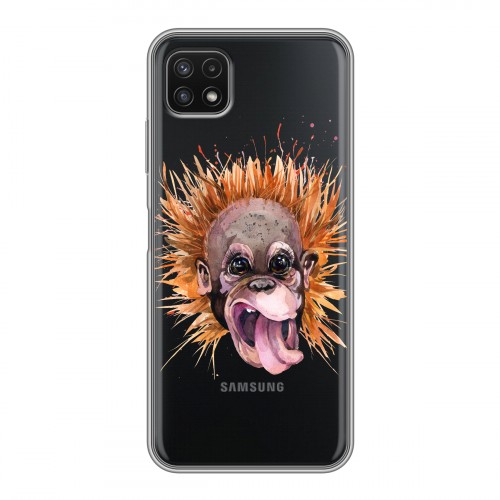 Полупрозрачный дизайнерский силиконовый чехол для Samsung Galaxy A22s 5G Прозрачные обезьяны