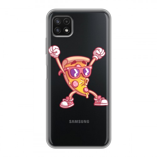 Полупрозрачный дизайнерский силиконовый чехол для Samsung Galaxy A22s 5G Прозрачная Пицца