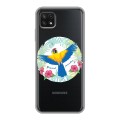 Полупрозрачный дизайнерский силиконовый чехол для Samsung Galaxy A22s 5G Прозрачные попугаи