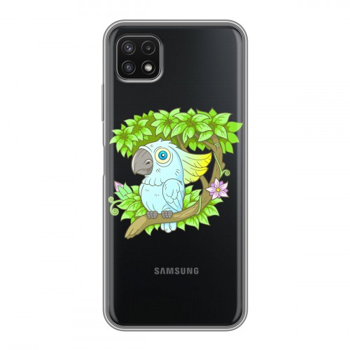 Полупрозрачный дизайнерский силиконовый чехол для Samsung Galaxy A22s 5G Прозрачные попугаи