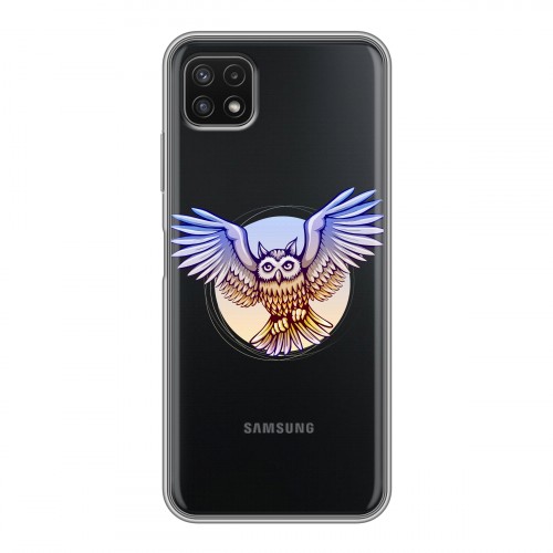 Полупрозрачный дизайнерский силиконовый с усиленными углами чехол для Samsung Galaxy A22s 5G Прозрачные совы