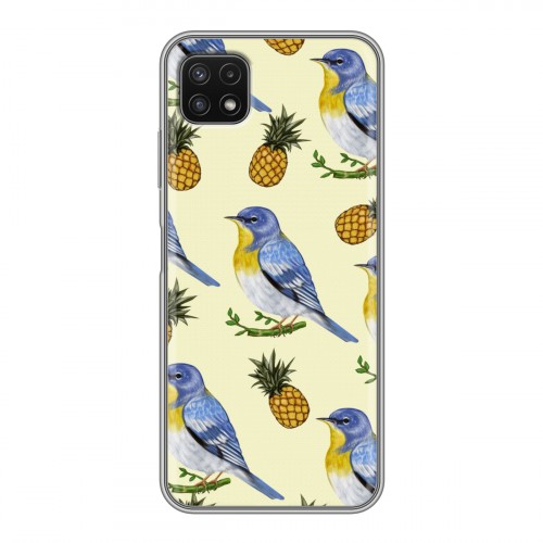 Дизайнерский силиконовый с усиленными углами чехол для Samsung Galaxy A22s 5G Птицы и фрукты