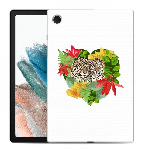 Дизайнерский силиконовый чехол для Samsung Galaxy Tab A8 10.5 (2021) Прозрачные леопарды